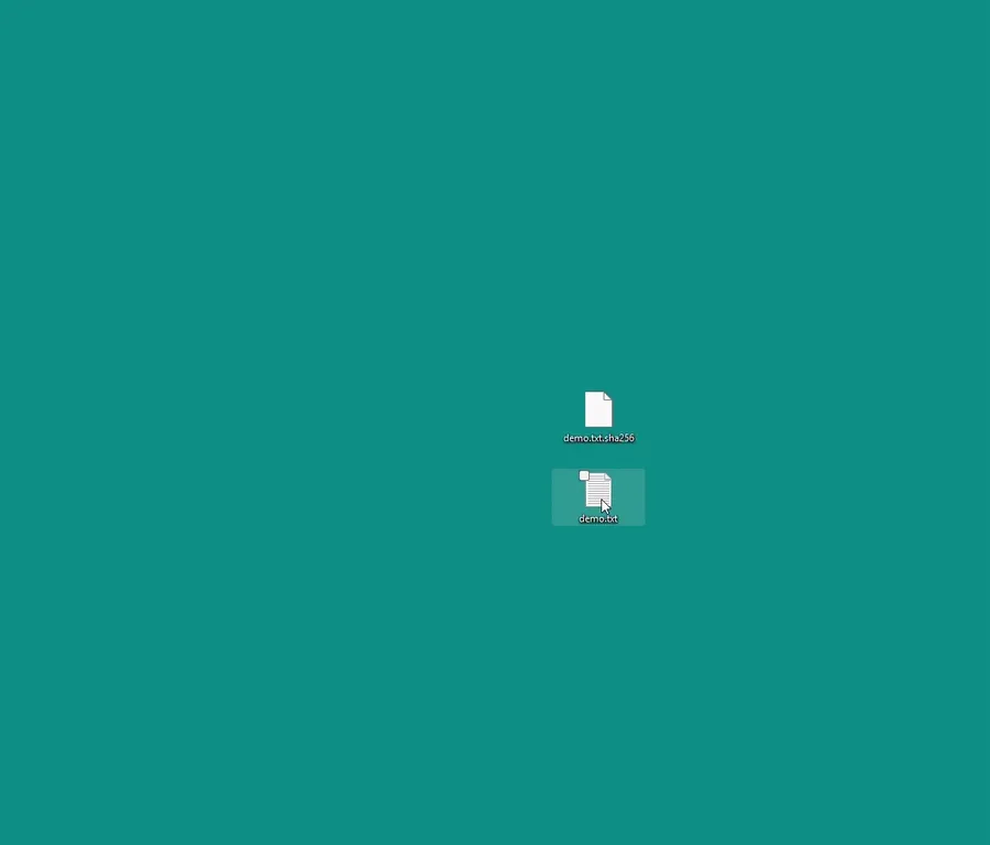 Screen recording of verifying a file against a pasted SHA-256 hash, ending in a green match banner