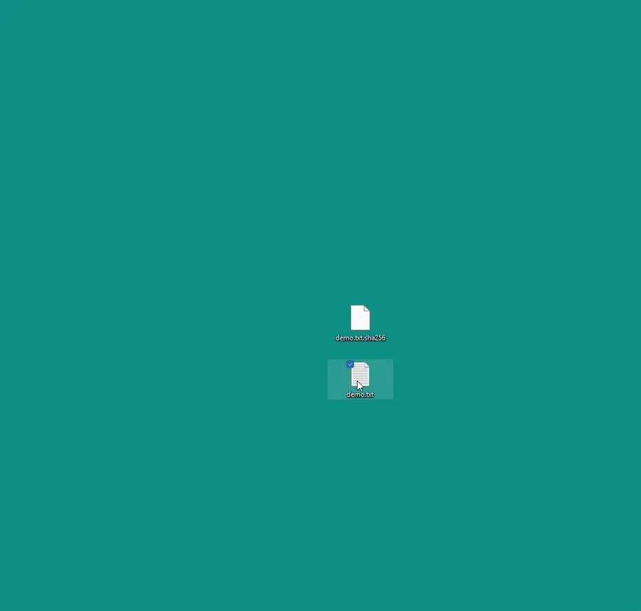 Screen recording of verifying a file against a .sha256 hash file, ending in a green match banner
